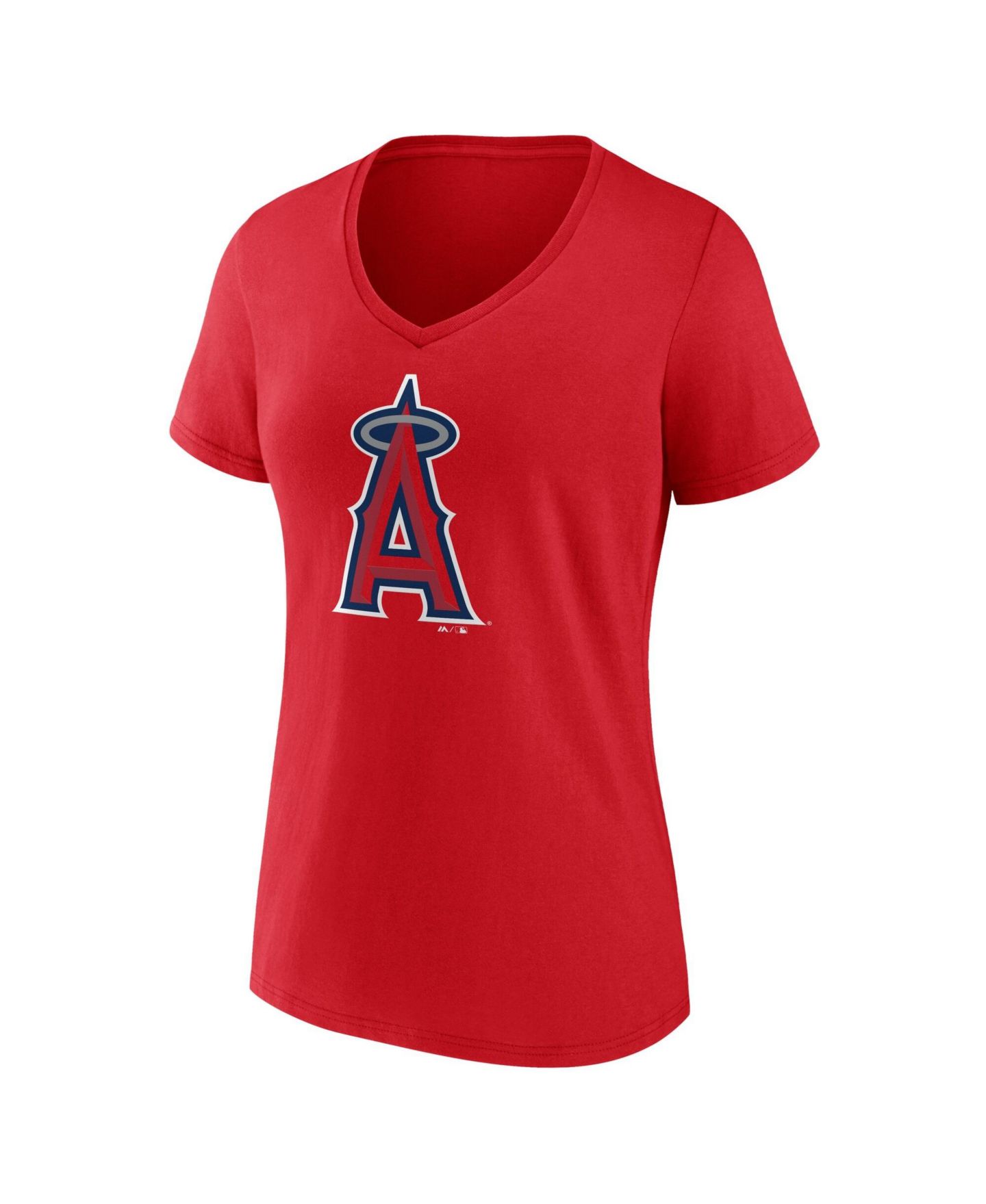 Женская футболка Logo Athletic Red Los Angeles Angels V-Neck — фото 2