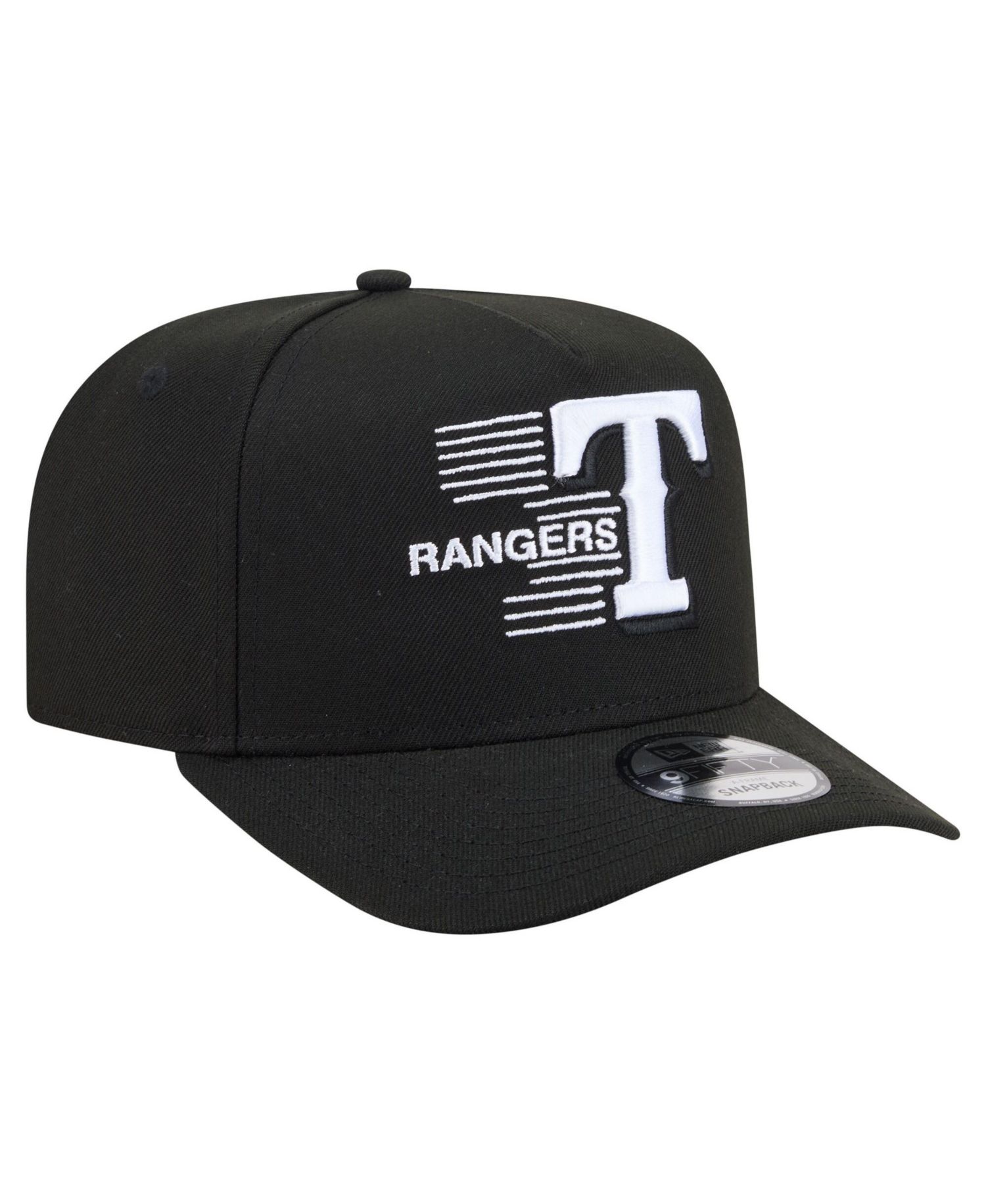 Men's Black Texas Rangers Motion A-Frame 9FIFTY Snapback Hat