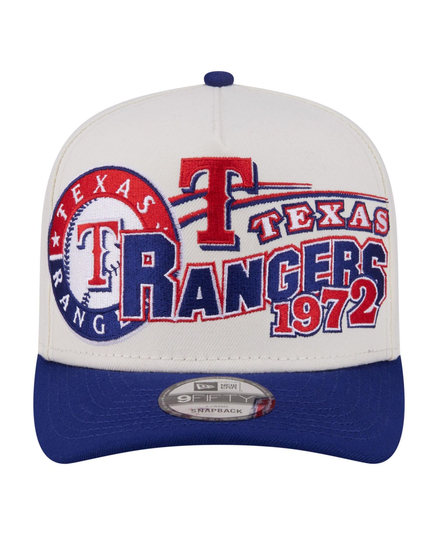 Men's Cream/Royal Texas Rangers Classic A-Frame 9FIFTY Snapback Hat