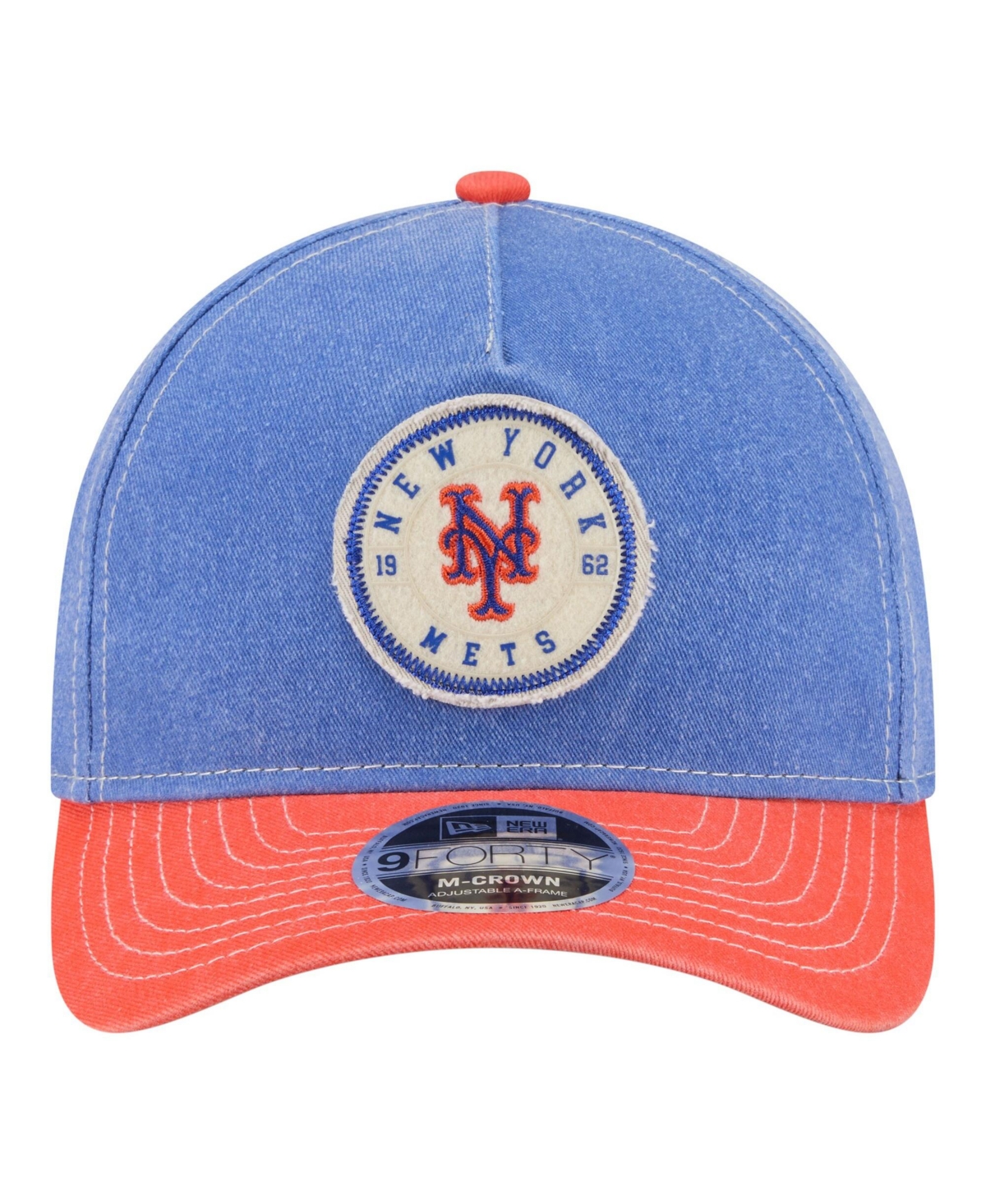 New Era Men's Royal/Orange New York Mets Felt M-Crown 9FORTY Adjustable Hat