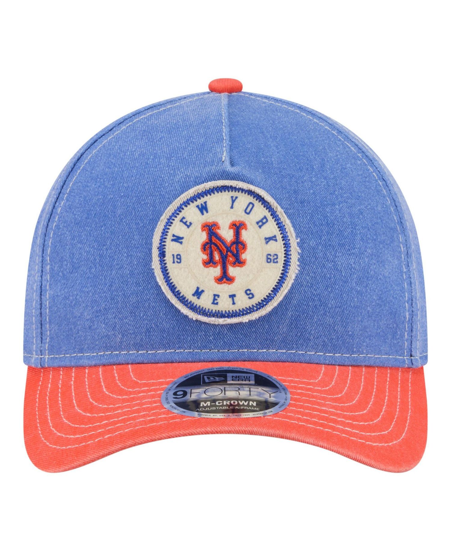 Men's Royal/Orange New York Mets Felt M-Crown 9FORTY Adjustable Hat