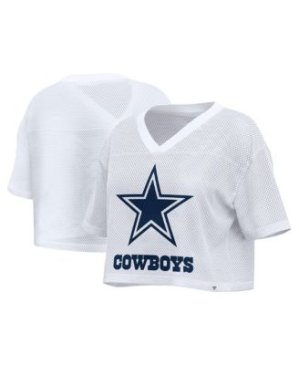 Women's Dallas Cowboys Oversized Cropped Mesh V-Neck Jersey