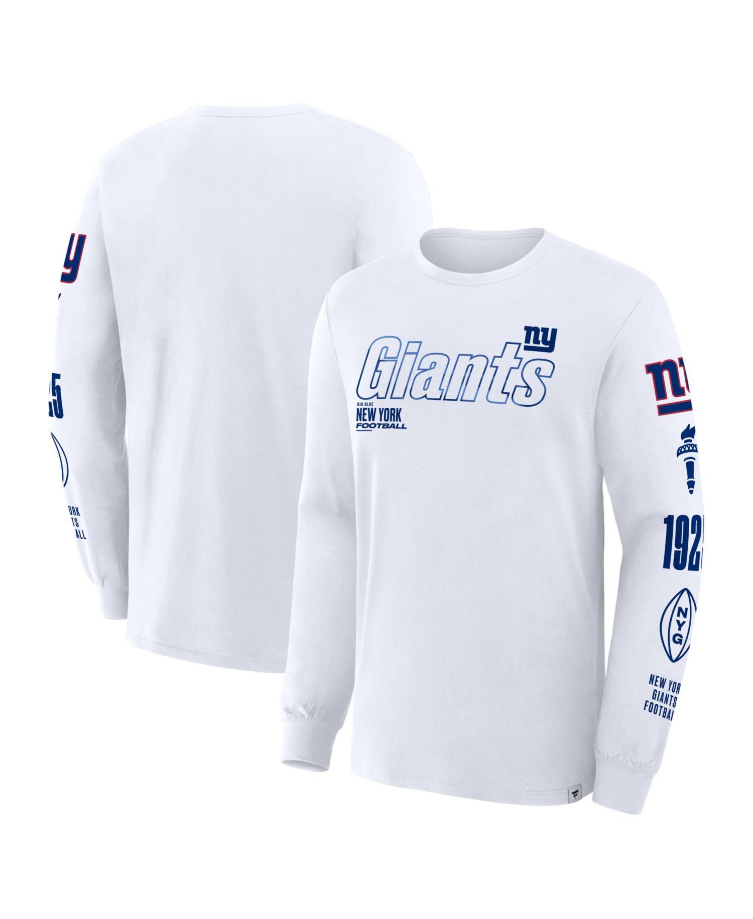 Men's White New York Giants Checkdown Pass Long Sleeve T-Shirt