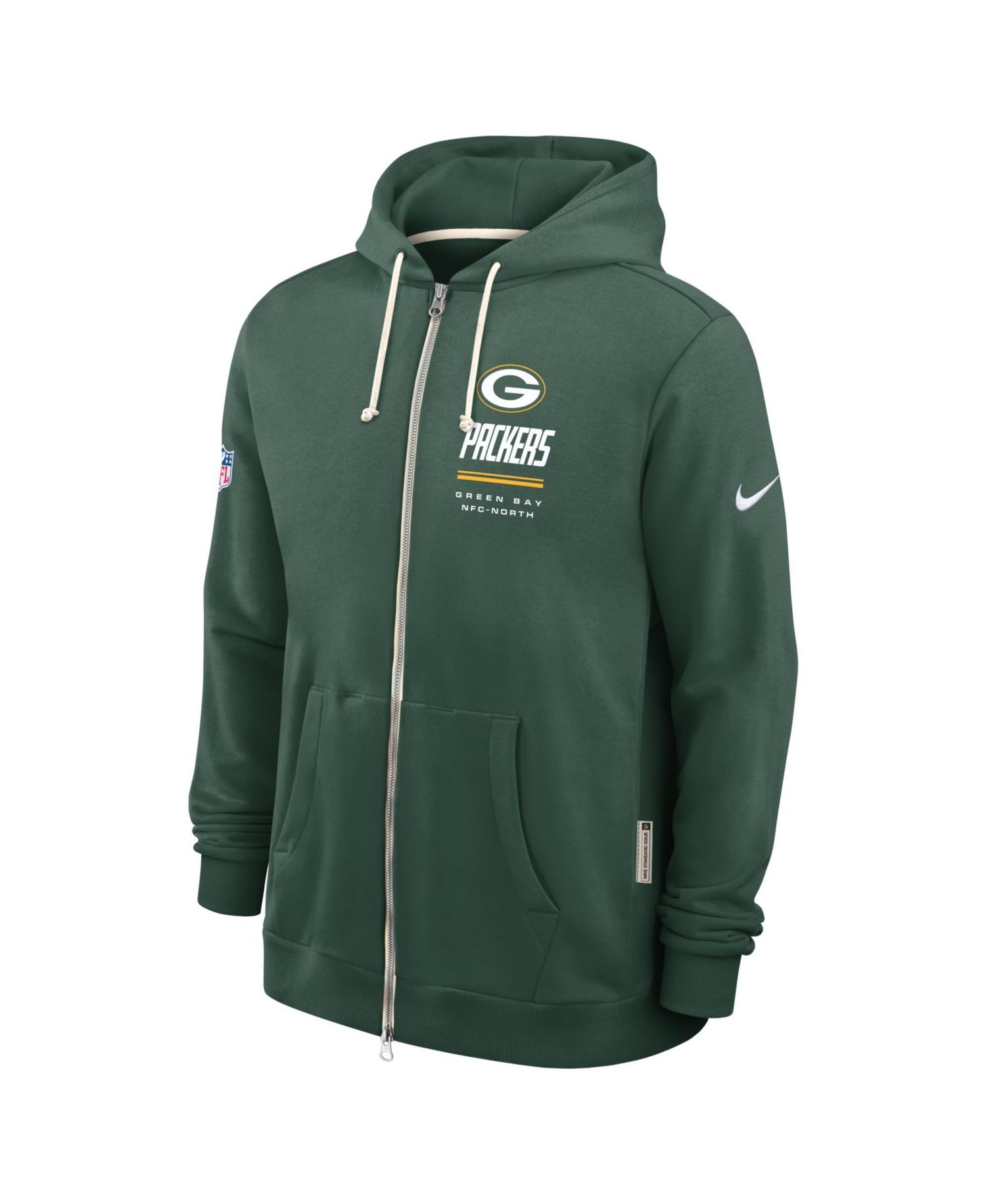 Men's Green Bay Packers Sideline Standard Issue Quarterback Scramble Dri-FIT Full-Zip Hoodie