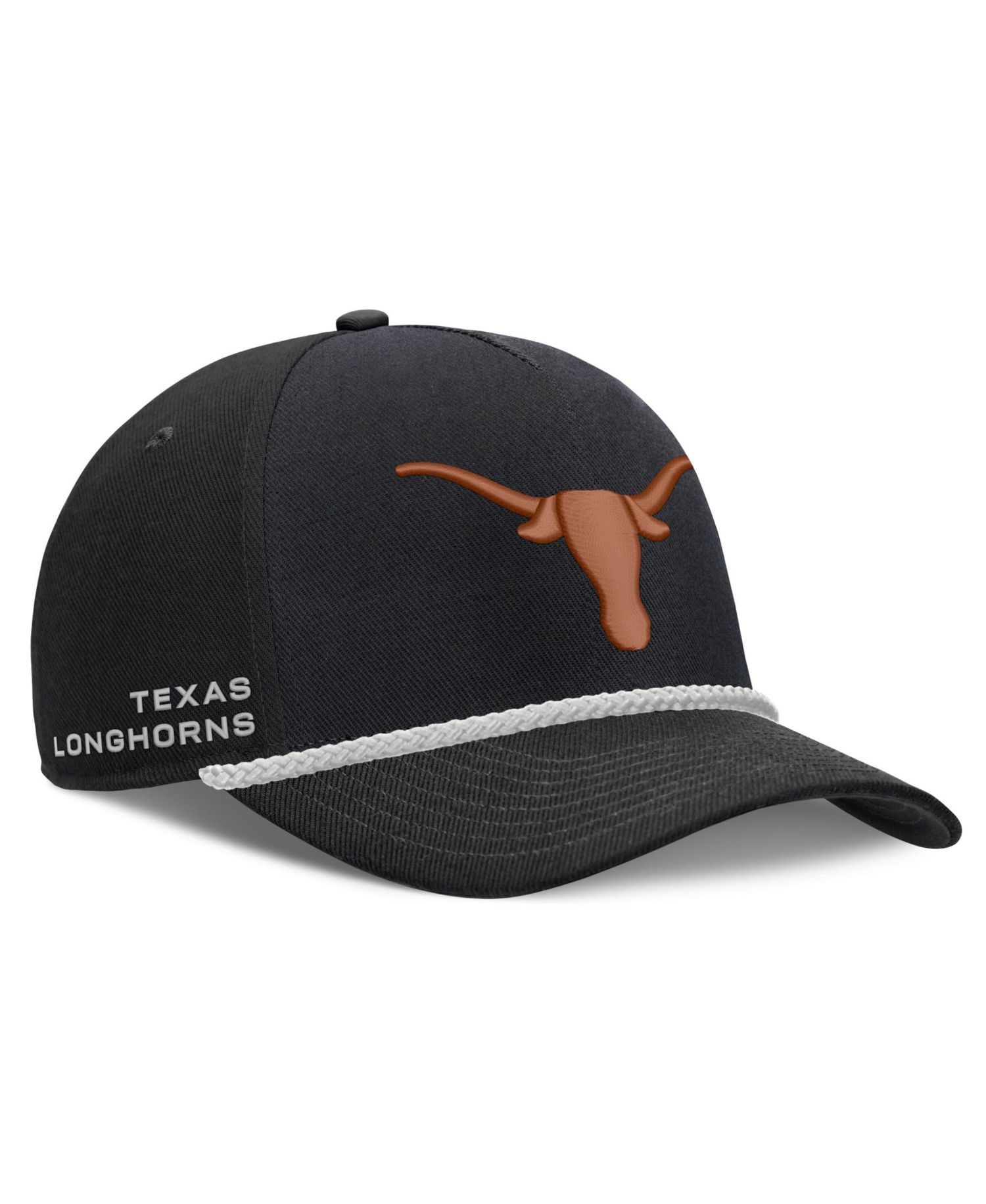 Men's and Women's Black Texas Longhorns Rope Rise Adjustable Hat