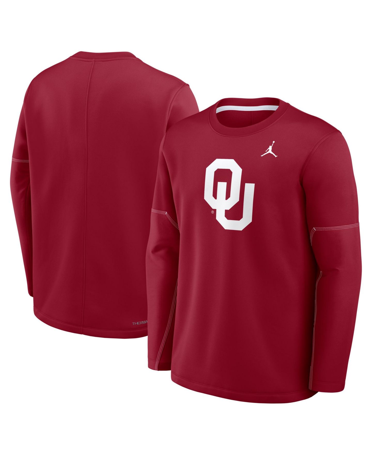 Мужская футболка Jordan Crimson Oklahoma Sooners 2026 Sideline Coaches Therma-FIT Long Sleeve — фото 1