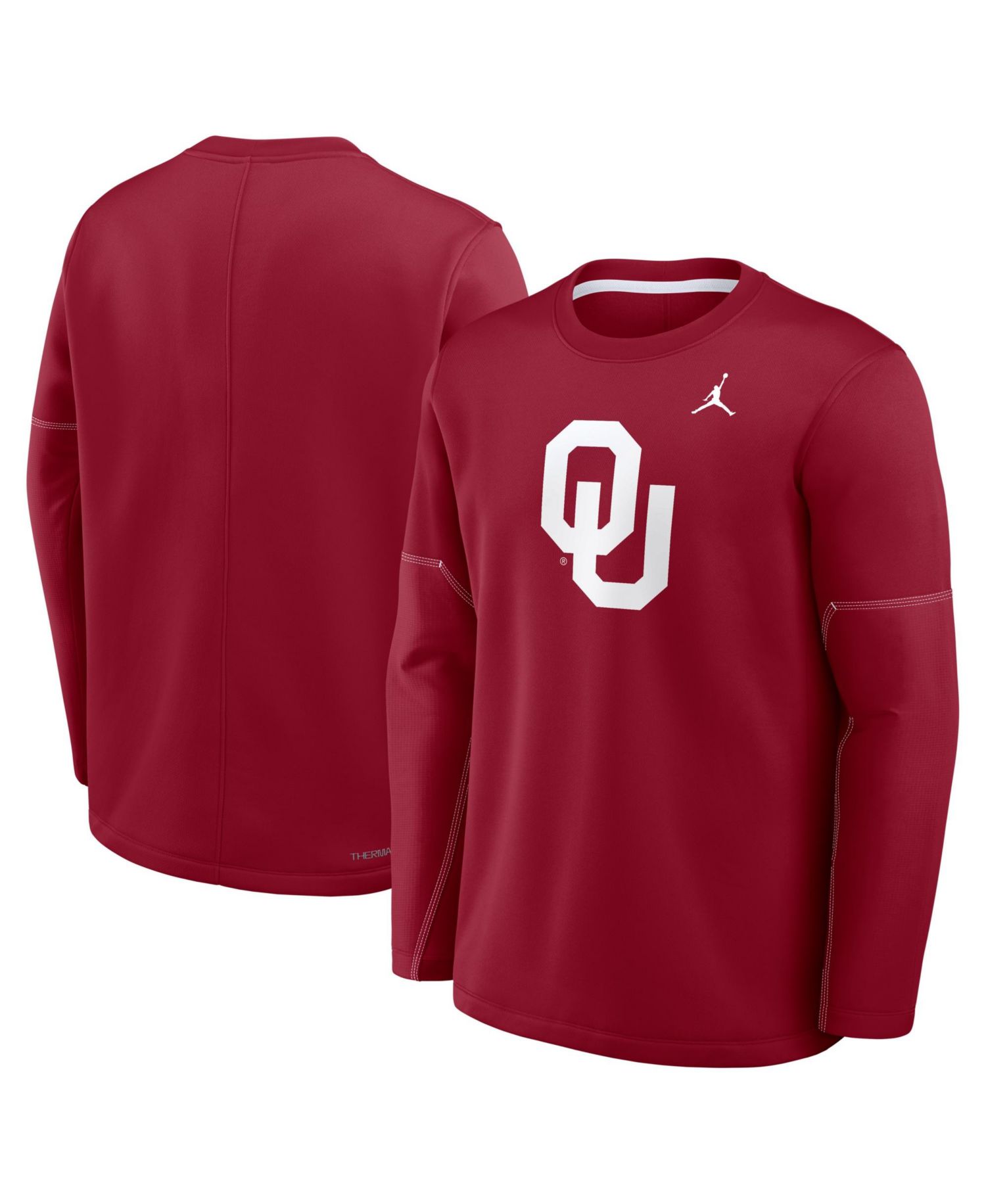 Men's Crimson Oklahoma Sooners 2026 Sideline Coaches Therma-FIT Long Sleeve T-Shirt