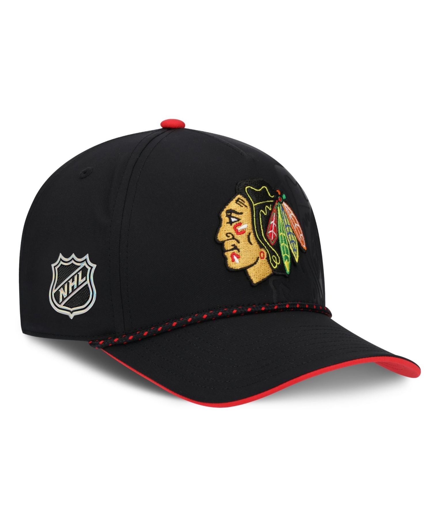 Men's Black Chicago Blackhawks On Stage Podium A-Frame Adjustable Hat