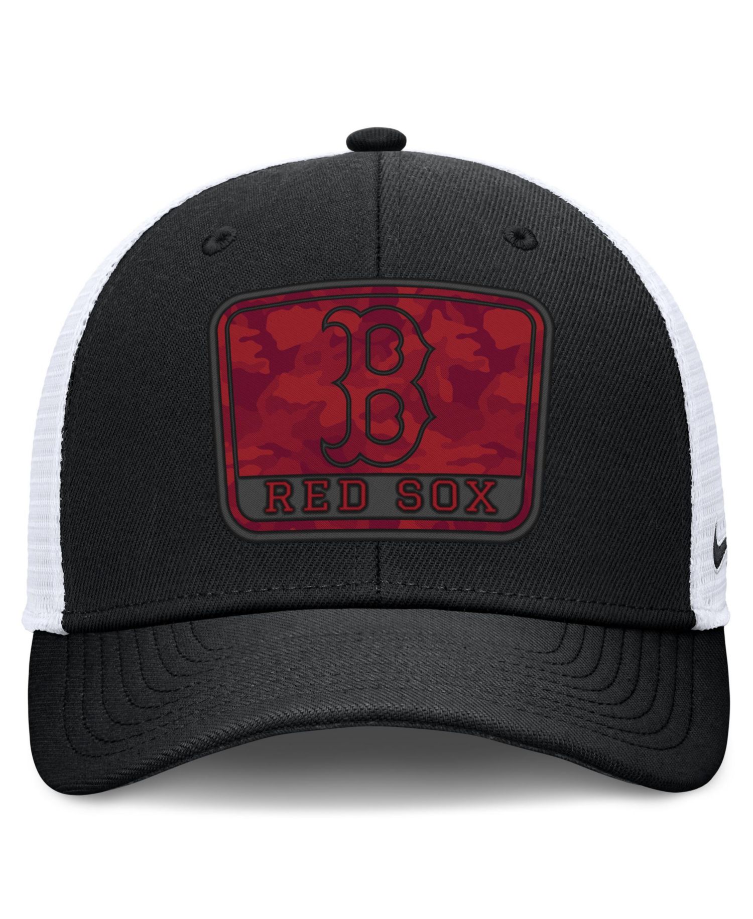 Men's Black/White Boston Red Sox Camo Rise Trucker Dri-FIT Adjustable Hat