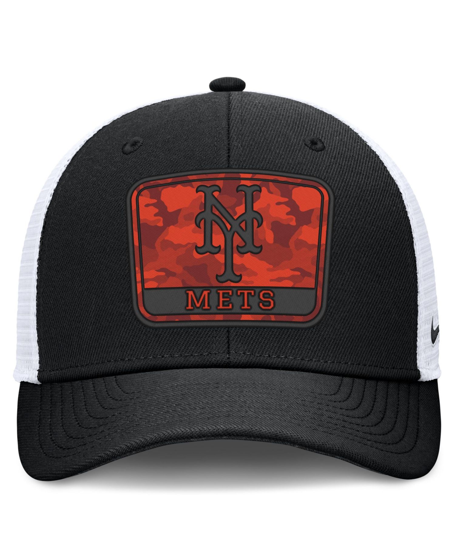 Men's Black/White New York Mets Camo Rise Trucker Dri-FIT Adjustable Hat