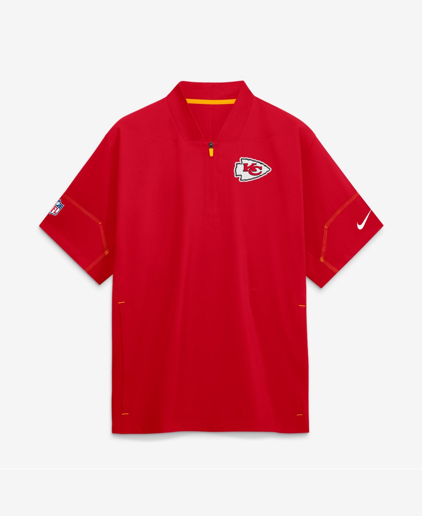 Мужская куртка Nike Red Kansas City Chiefs Sideline Short Sleeve Quarter-Zip Coaches — фото 1