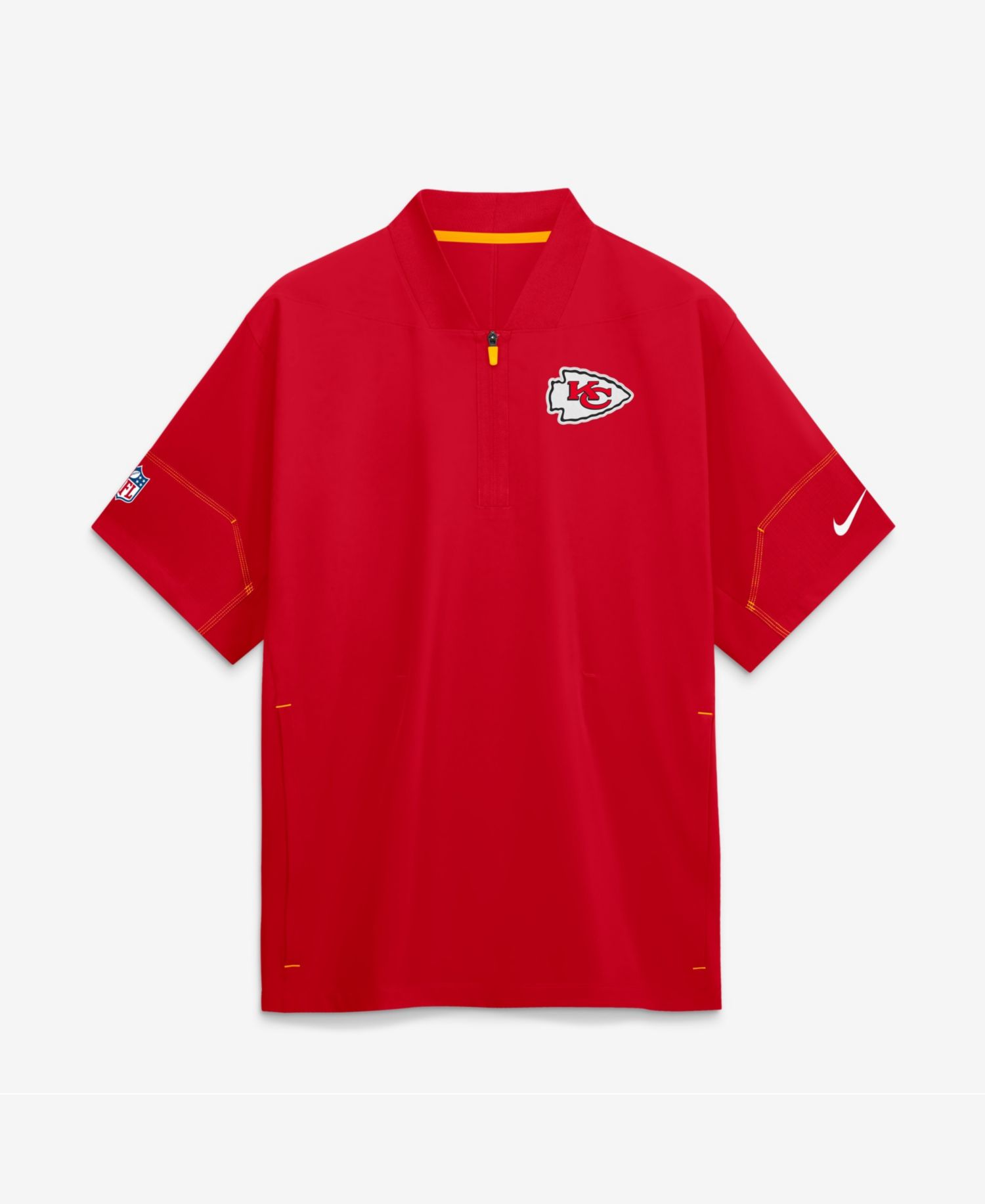 Men's Red Kansas City Chiefs Sideline Short Sleeve Quarter-Zip Coaches Jacket