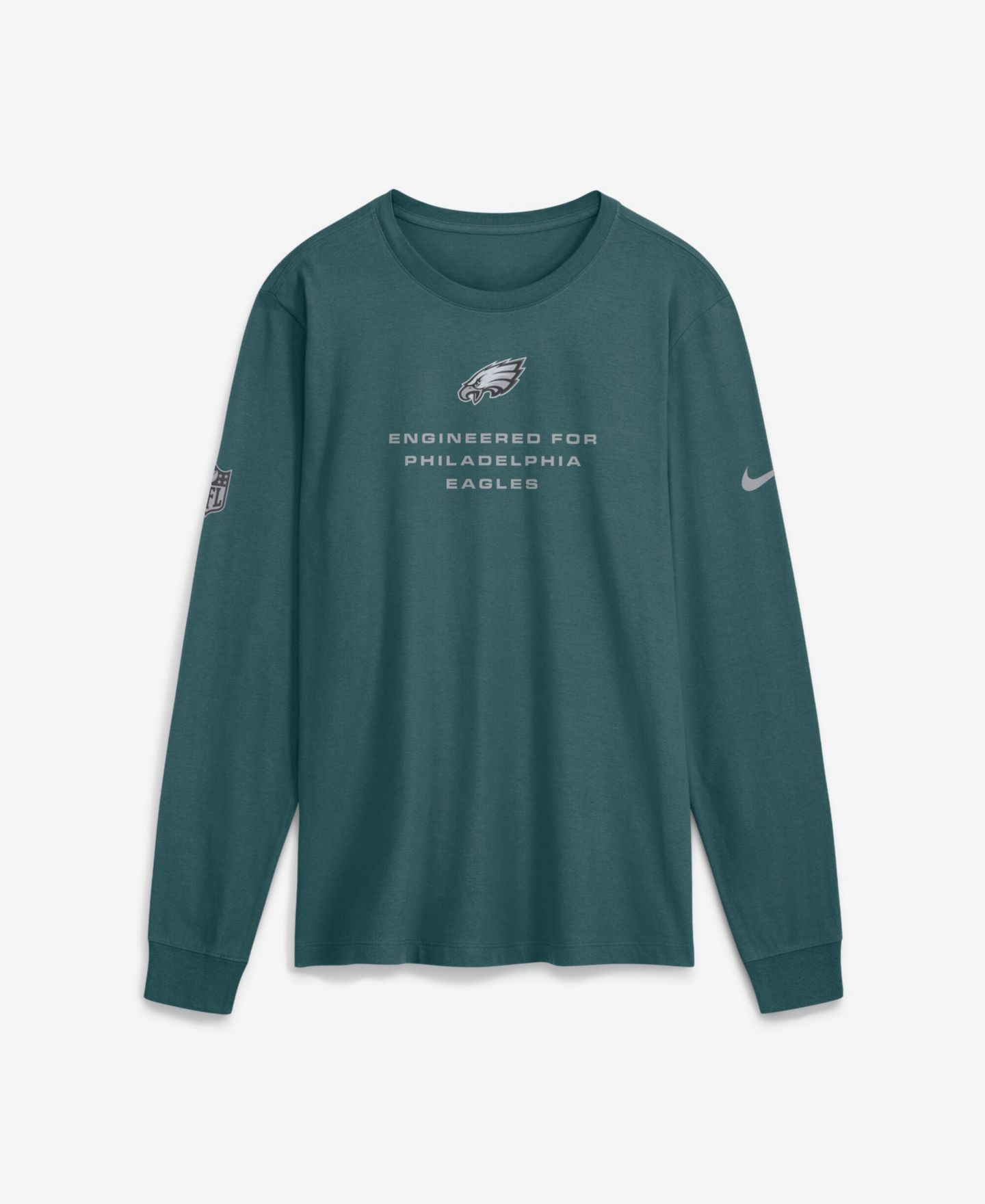 Мужская футболка Nike Midnight Green Philadelphia Eagles Sideline Bold Arch Star Dri-FIT Long Sleeve — фото 1