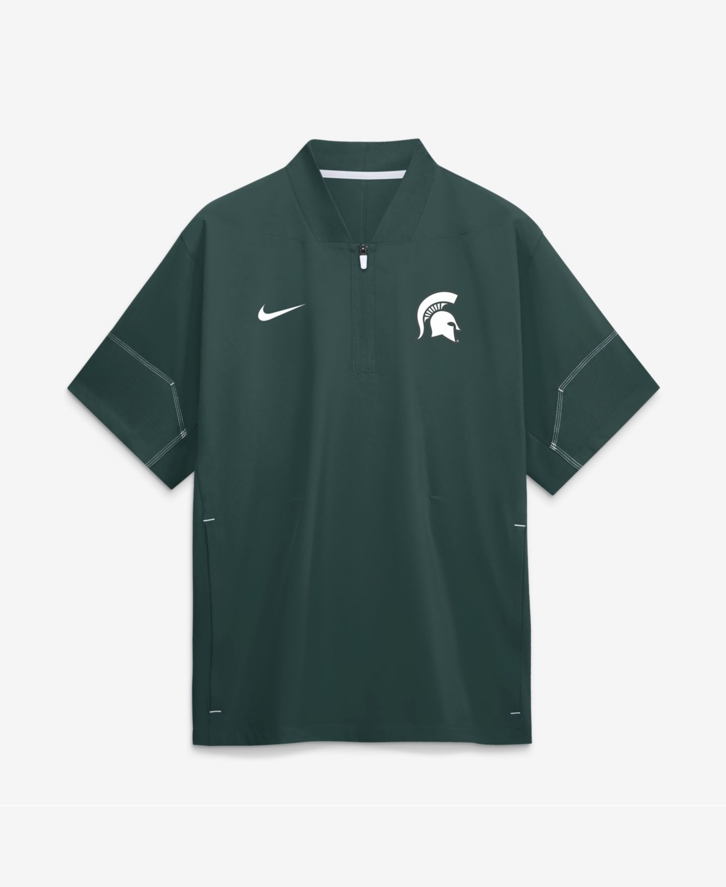 Мужская куртка Nike Green Michigan State Spartans 2026 Sideline Short Sleeve Quarter-Zip Coaches — фото 1