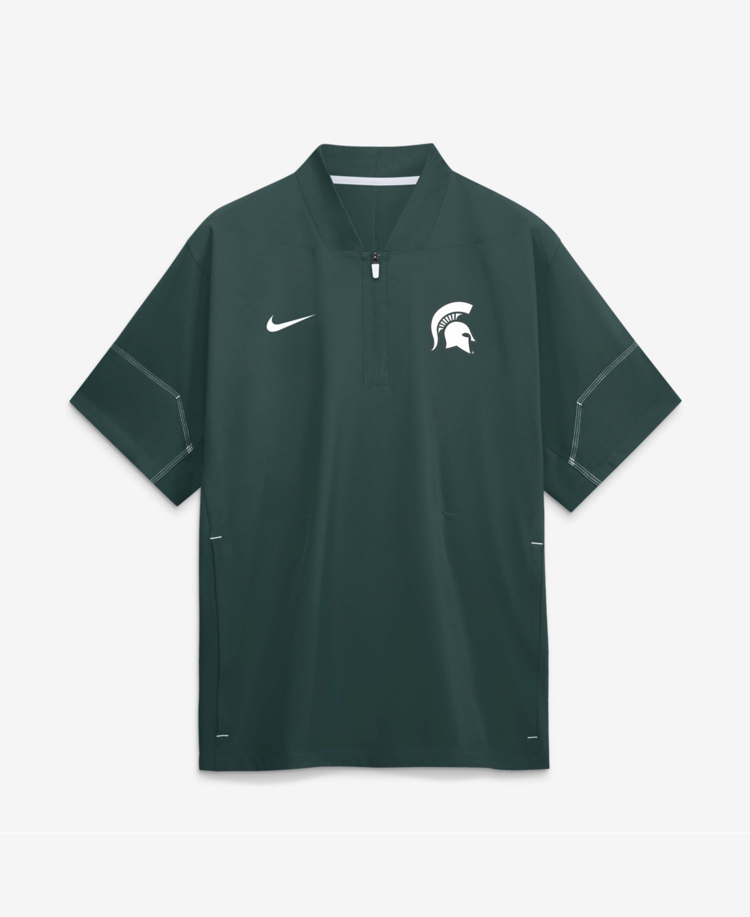 Men's Green Michigan State Spartans 2026 Sideline Short Sleeve Quarter-Zip Coaches Jacket