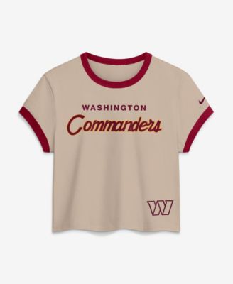 Women's Cream Washington Commanders Rewind Ringer Mod Cropped T-Shirt