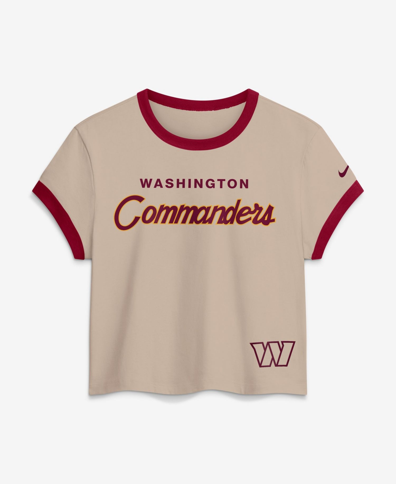 Women's Cream Washington Commanders Rewind Ringer Mod Cropped T-Shirt