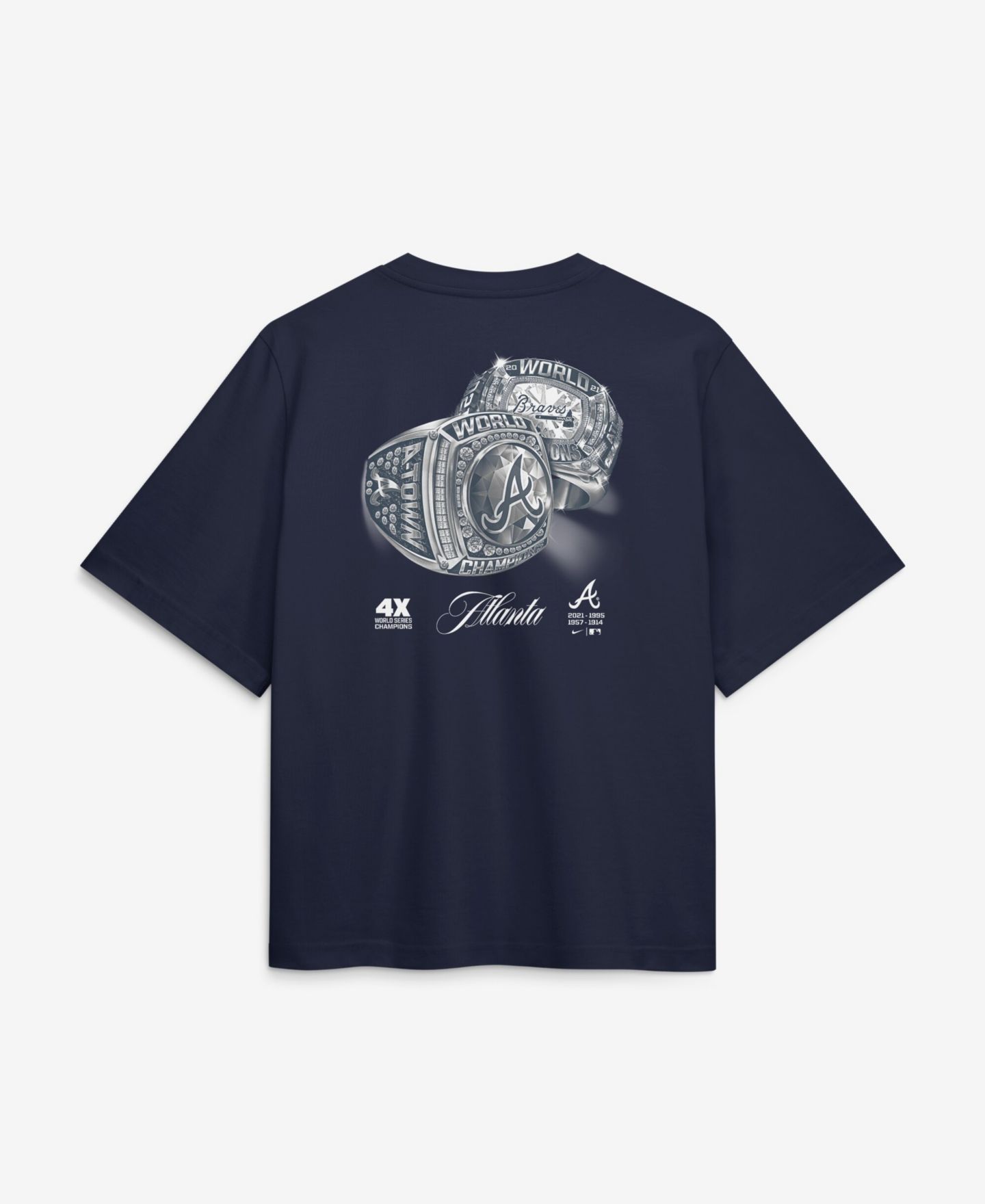 Женская футболка Nike Navy Atlanta Braves 4x Champions Ring Boxy — фото 2