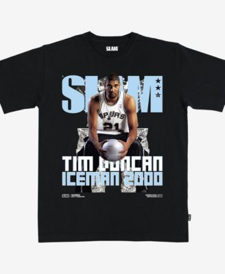 Men's and Women's Tim Duncan Black San Antonio Spurs Hardwood Classics Cover T-Shirt