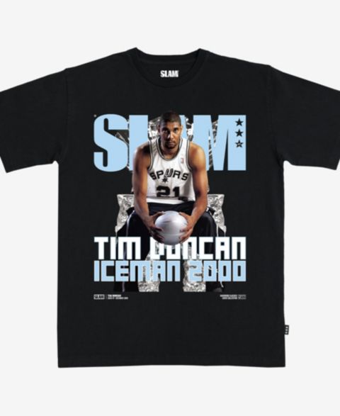 Футболка Slam Tim Duncan Black San Antonio Spurs Hardwood Classics Cover