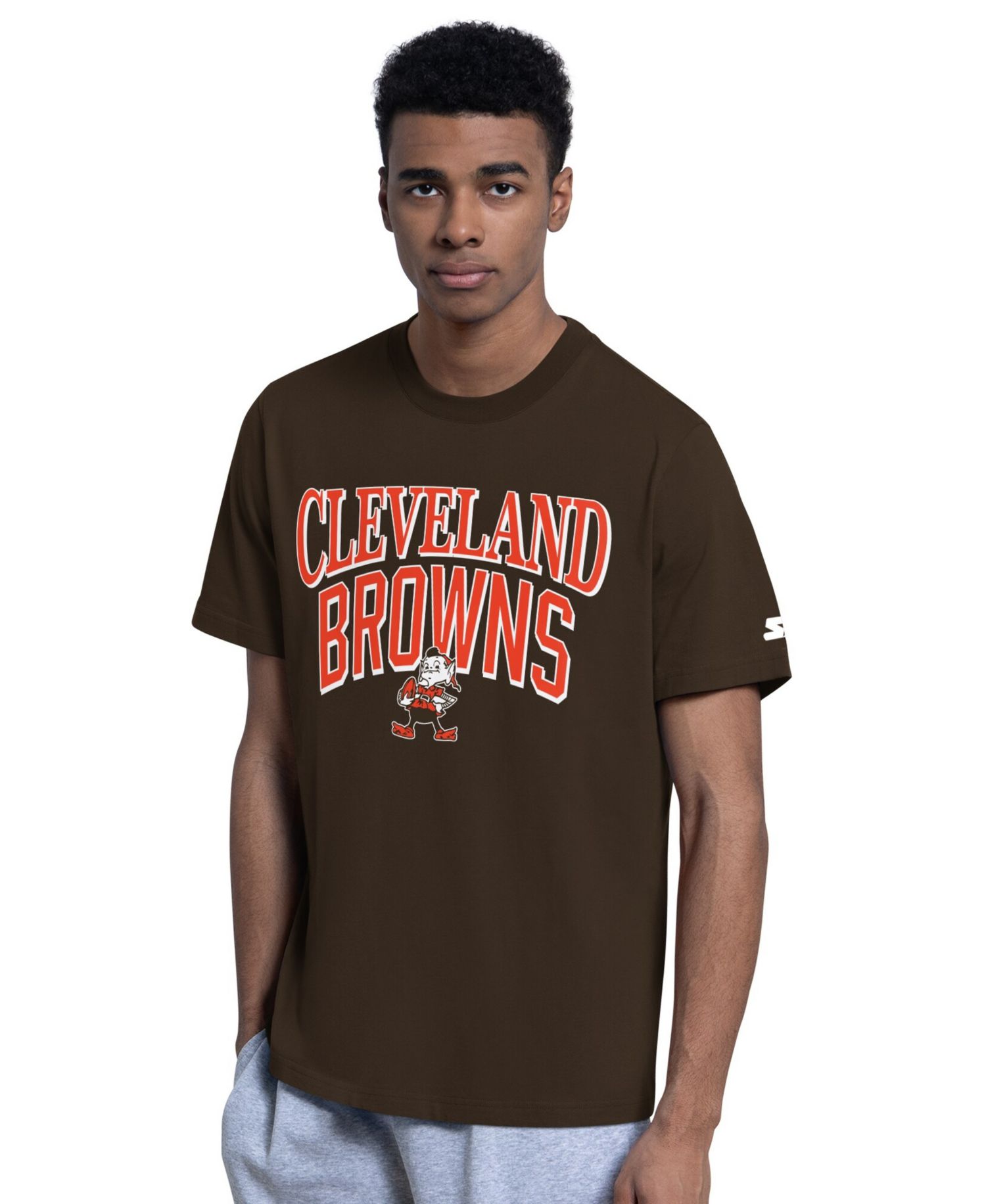 Men's 2-Pack Brown/Gray Cleveland Browns Throwback Logo T-Shirt Set