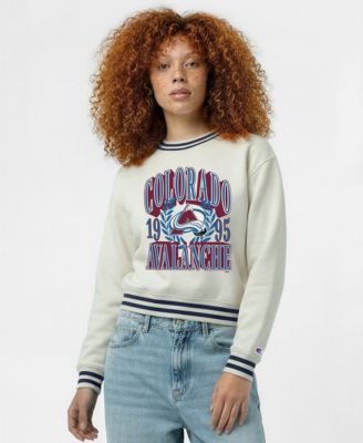 Women's Cream Colorado Avalanche Bold Laurels Reverse Weave Yarn Crewneck Sweatshirt