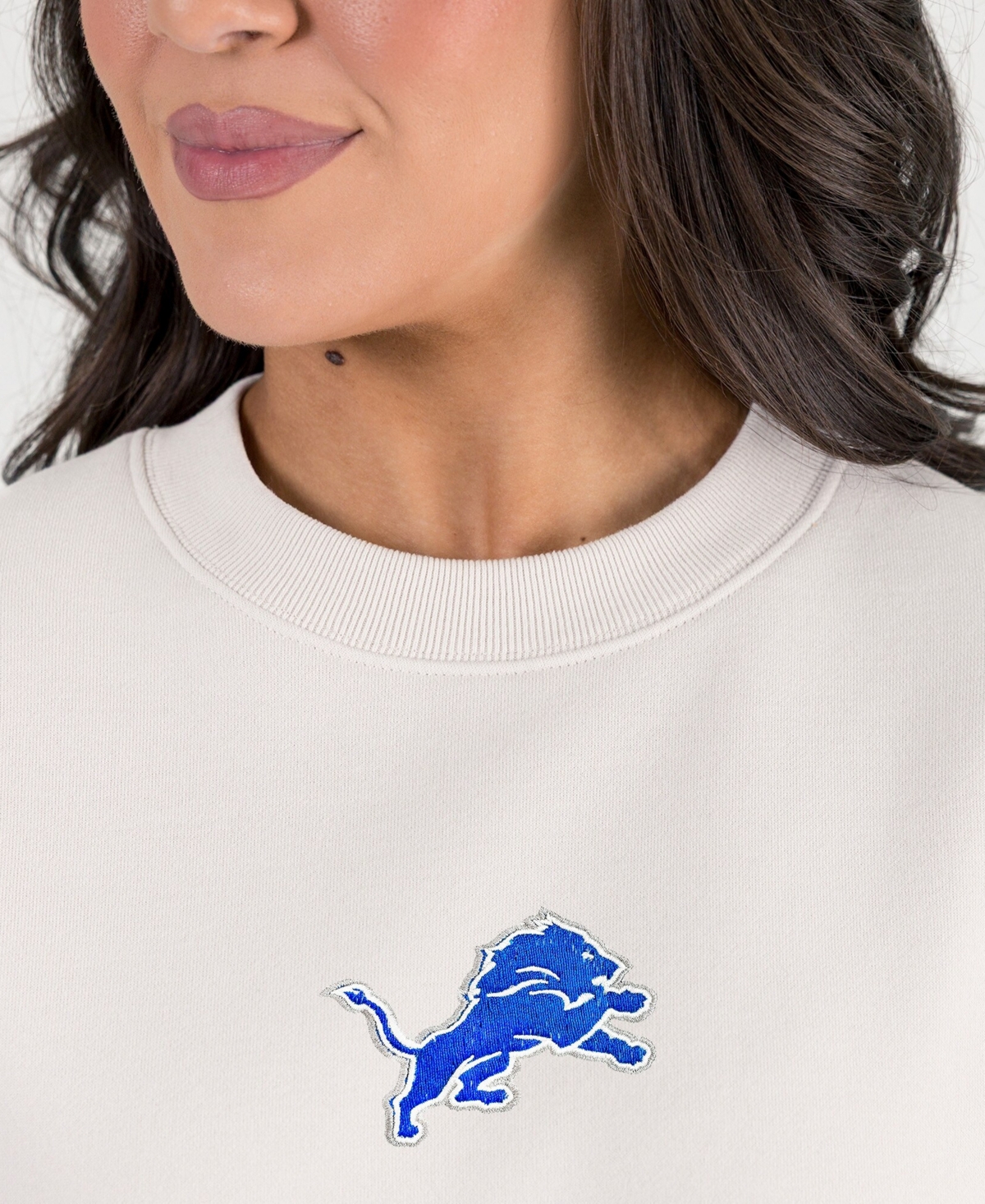 Gameday Couture Women's Natural Detroit Lions Power Move Stadium Premium Drop Shoulder Sweatshirt