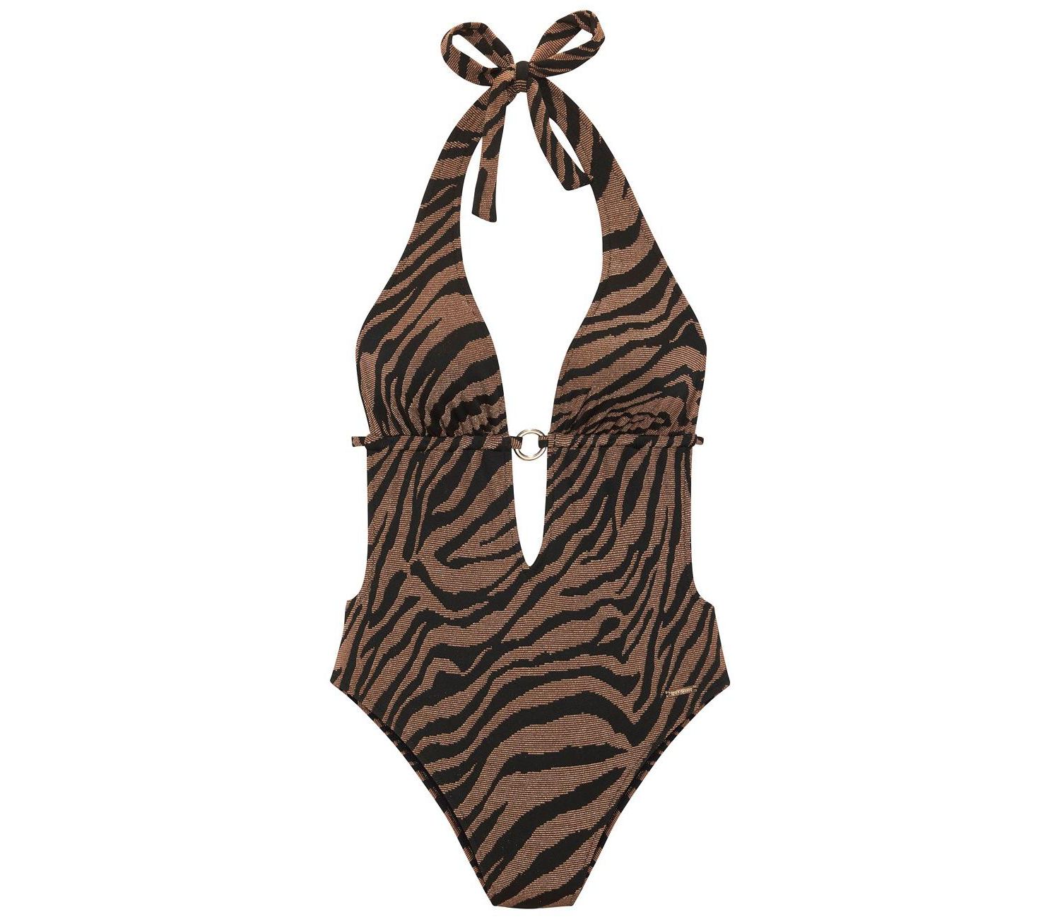 Women's Animal Print O-Ring One-Piece Swimsuit