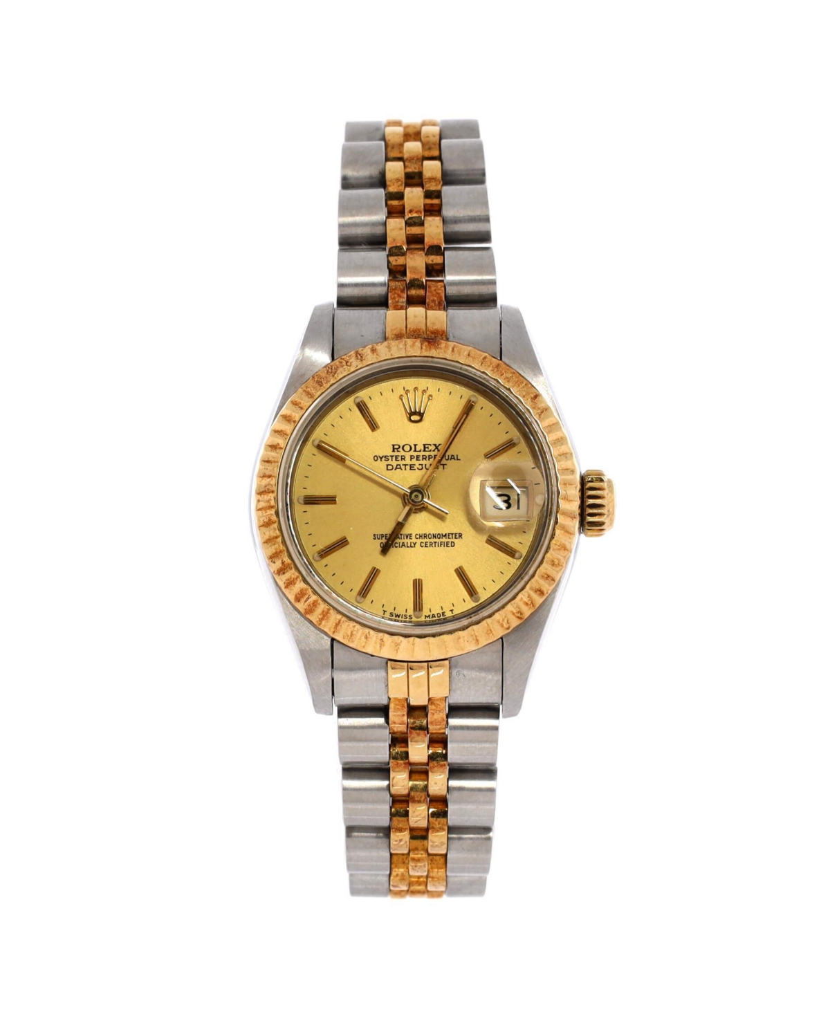 PreOwned Rolex Oyster Perpetual Datejust Automatic Watch in Stainless Steel and Gold 26mm  Dial color gold