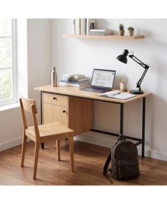 Compact Desk with Drawer and Cabinet, Study Table for Small Spaces