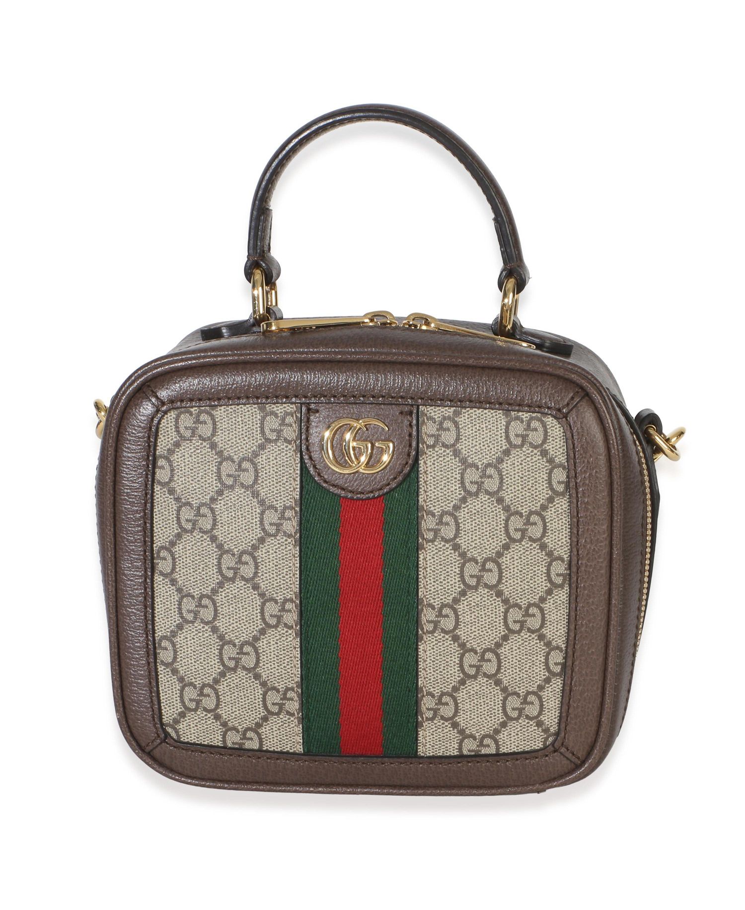 Beige Ebony GG Supreme Canvas Web Ophidia Mini Top Handle Shoulder Bag
