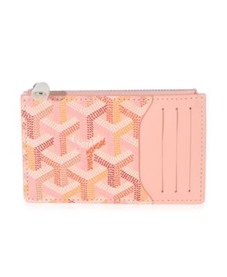 Pink Goyardine Canvas Bourbon Zip Card Holder