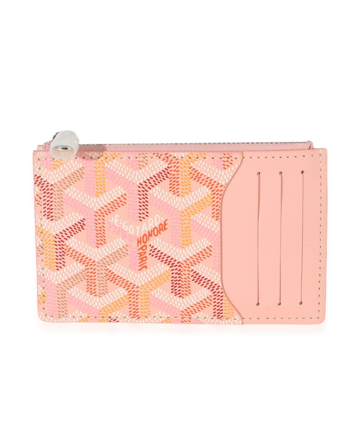 Pre-Owned Goyard Pink Goyardine Canvas Bourbon Zip Card Holder