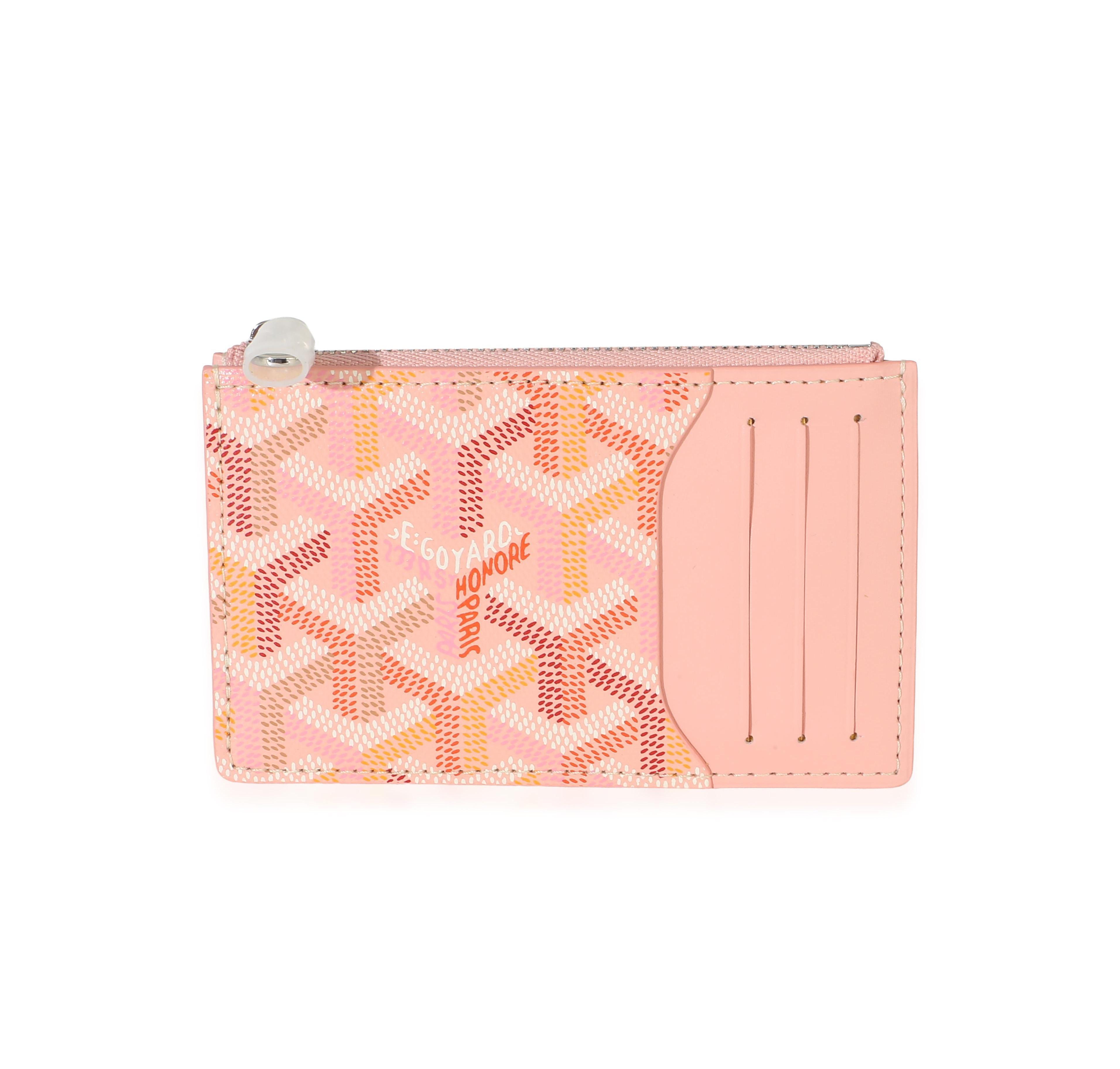 Pre-Owned Goyard Pink Goyardine Canvas Bourbon Zip Card Holder
