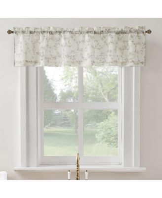 Jacqueline Tonal Floral Puff Print Semi-Sheer Rod Pocket Kitchen Curtain Valance
