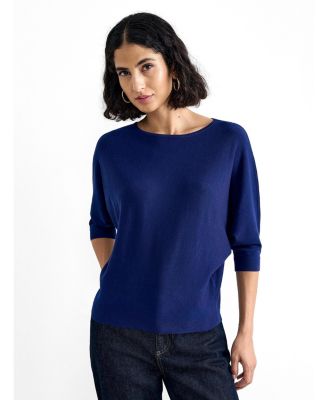 Women's Cristine 3/4-Sleeve Viscose-Blend Boat Neck Pullover Sweater