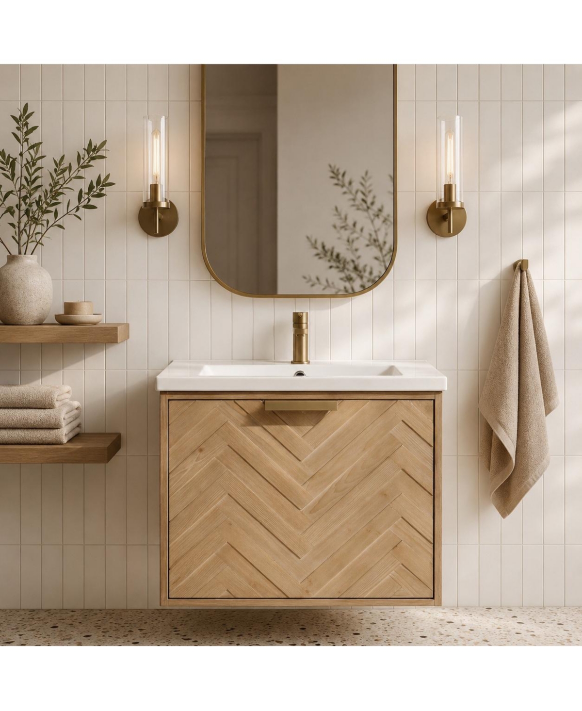 Ari Bath Carlsbad 24" Floating Bathroom Vanity Weathered Fir