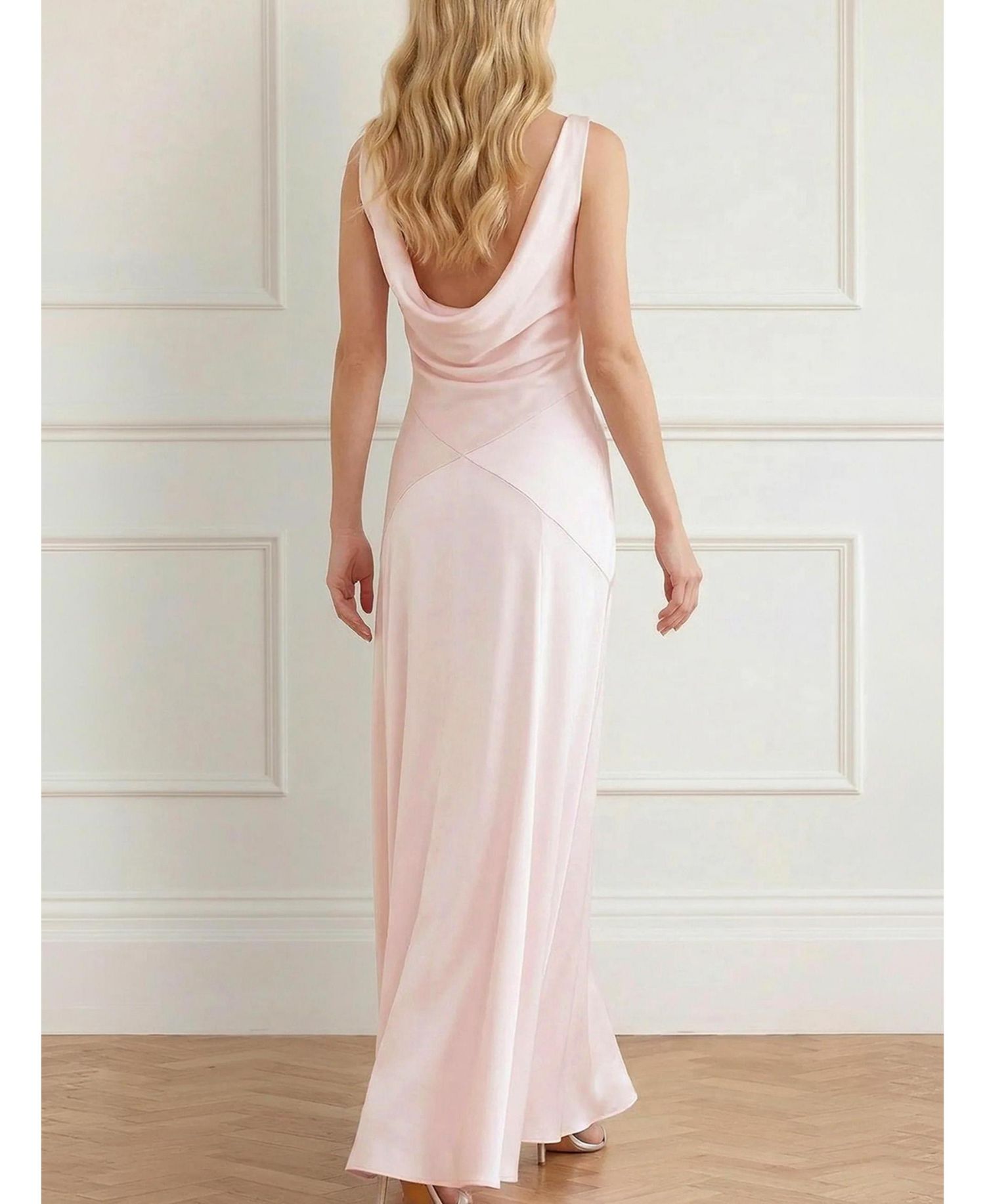Women's Evangeline Satin Sleeveless Cowl Neck Gown