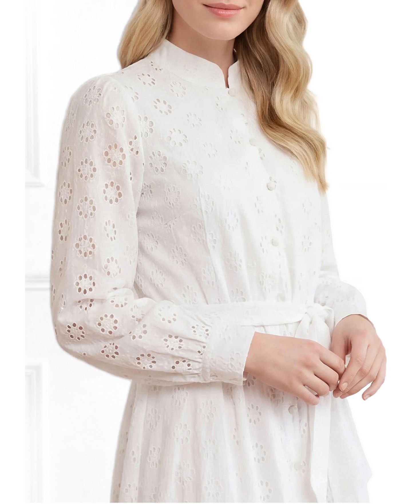 Женское платье Needle & Thread Romilly Cotton Long Sleeve Shirt Dress, цвет: Оптический белый — фото 2