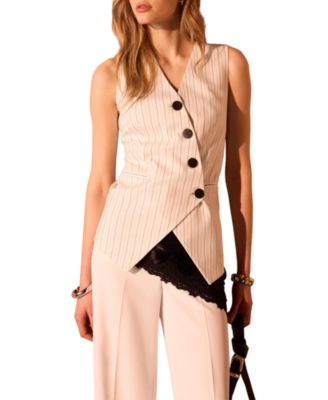 Women's Pinstripe Asymmetric Waistcoat