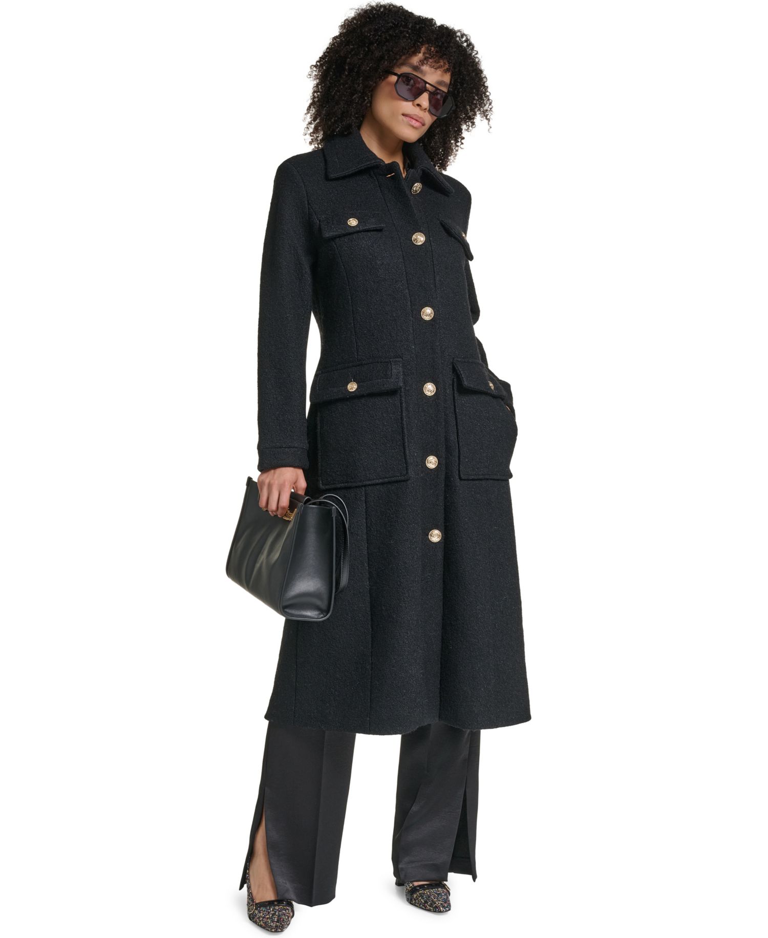 Women's Wool-Blend Long Colorblock Coat