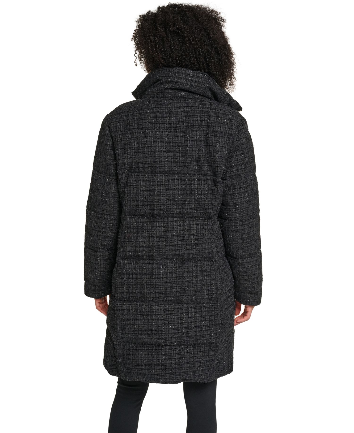 Women's Tweed Sparkle Puffer Long Coat