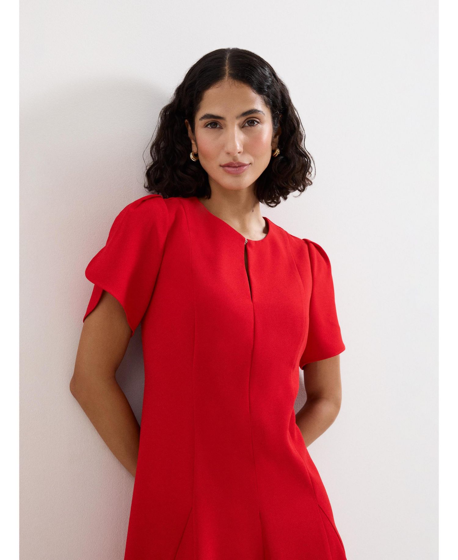 Women's Elia Fit-Flare Mini Keyhole-Neck Dress