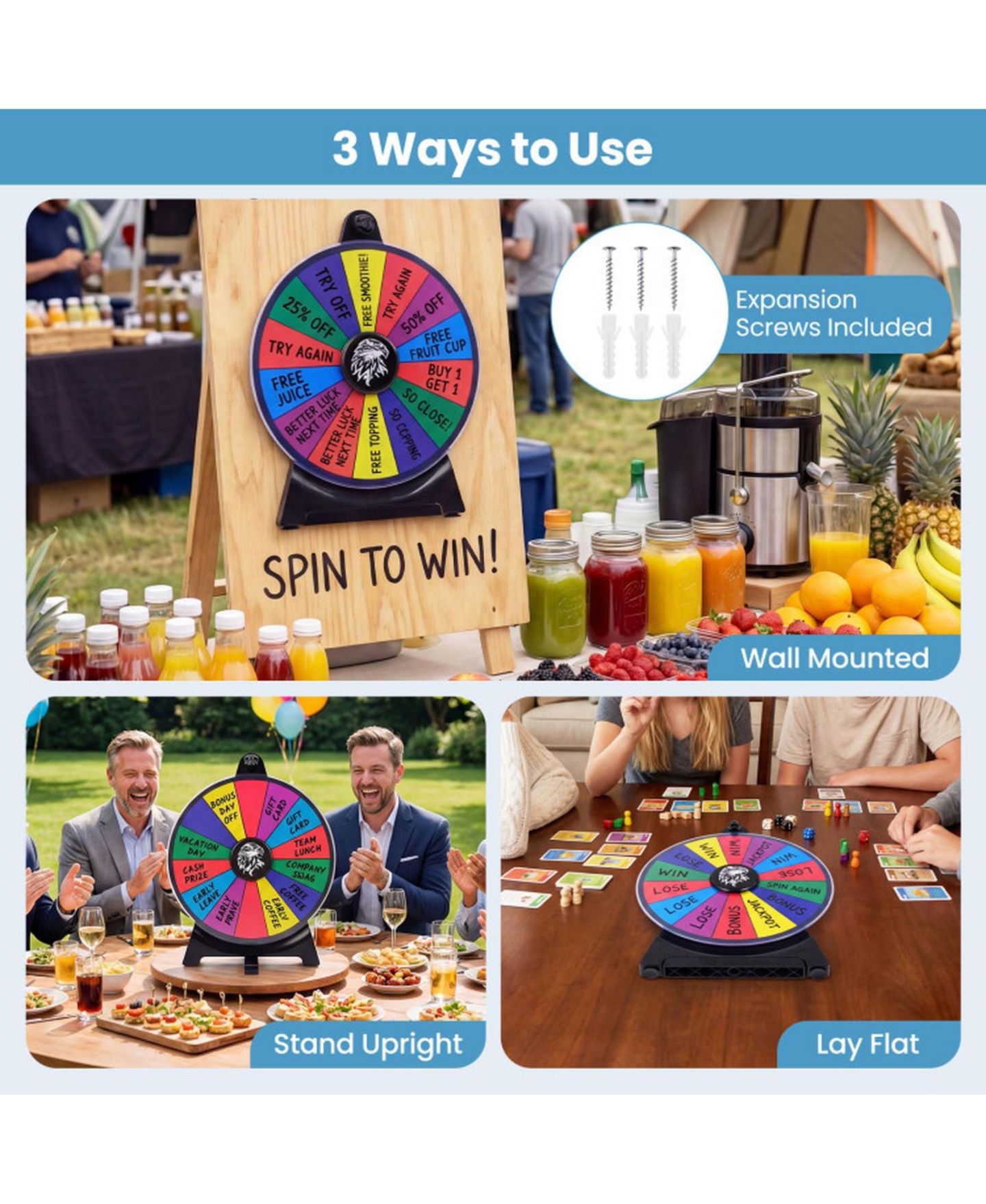 Детская игрушка HONGGE 14-Slot Rewritable Blackboard Spinning Prize Wheel, Ages 3+, цвет: Чёрный — фото 6