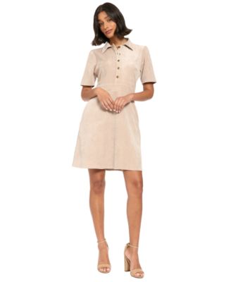 Women's Short-Sleeve Collared A-Line Mini Dress