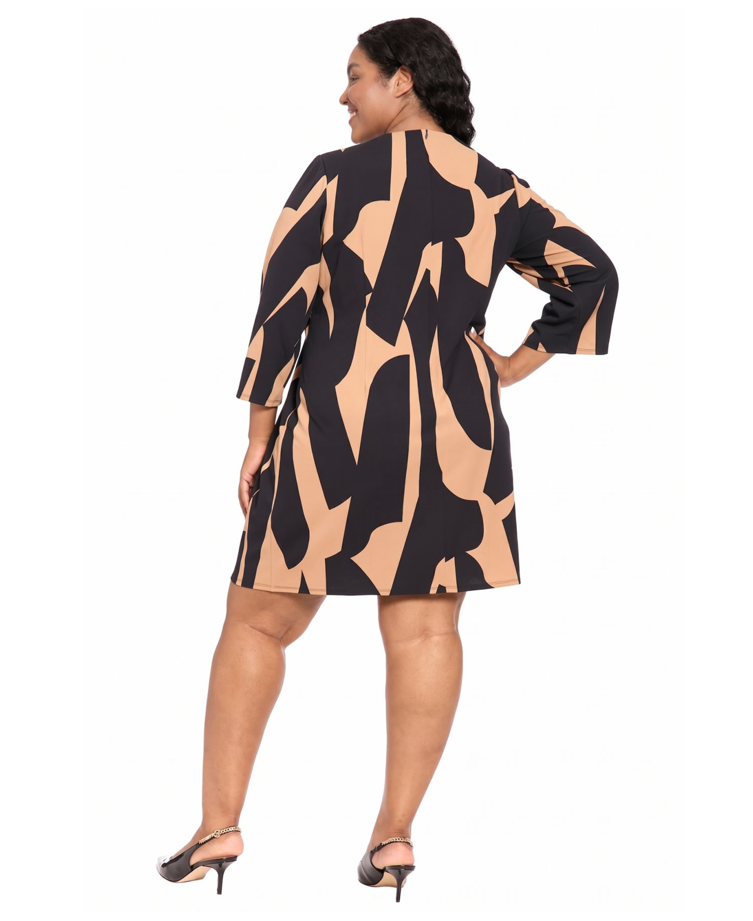 Petite Long-Sleeve Printed Dress