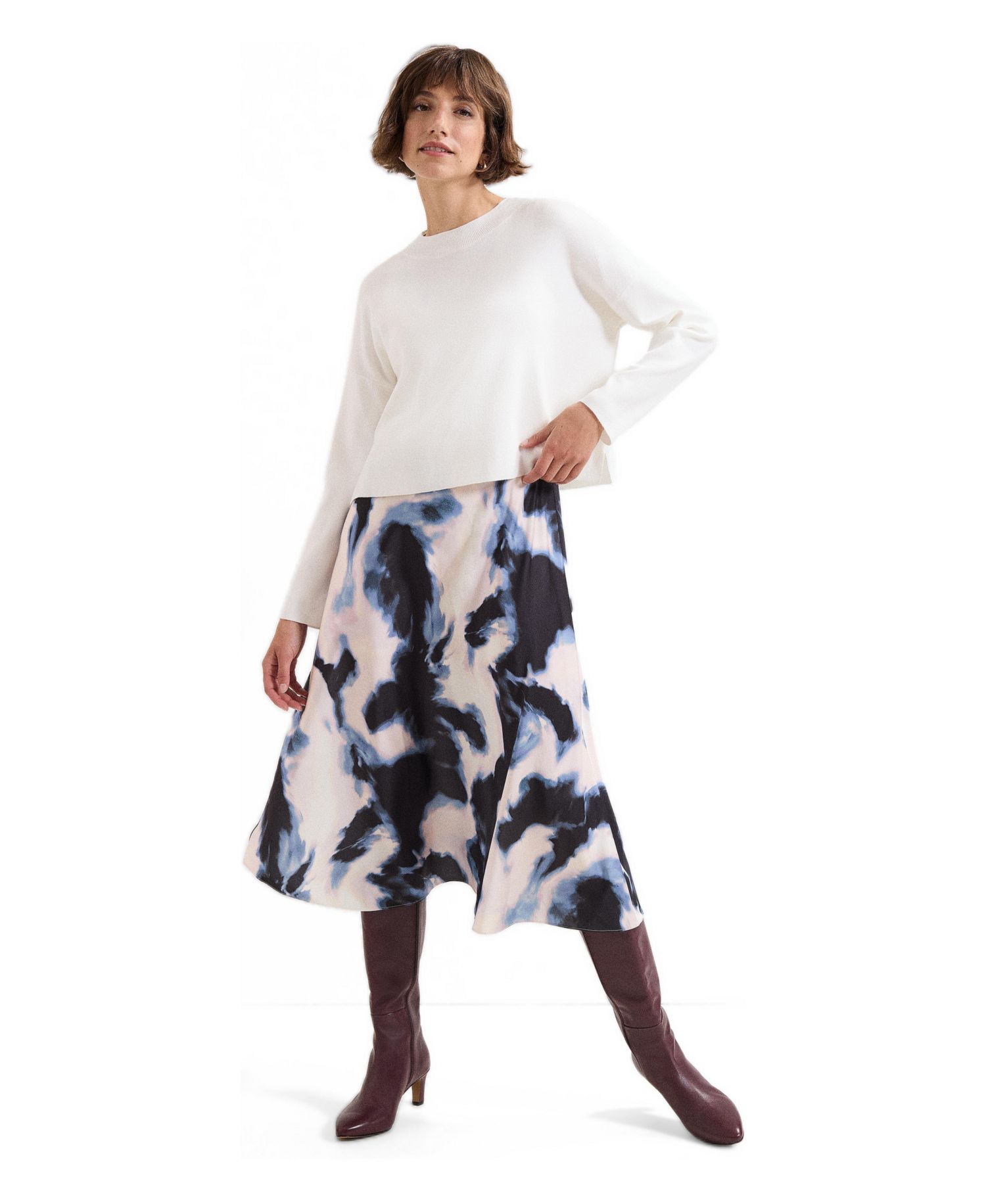 Women's Issy Tie Dye 2-in-1 Long-Sleeve A-Line Midi Dress