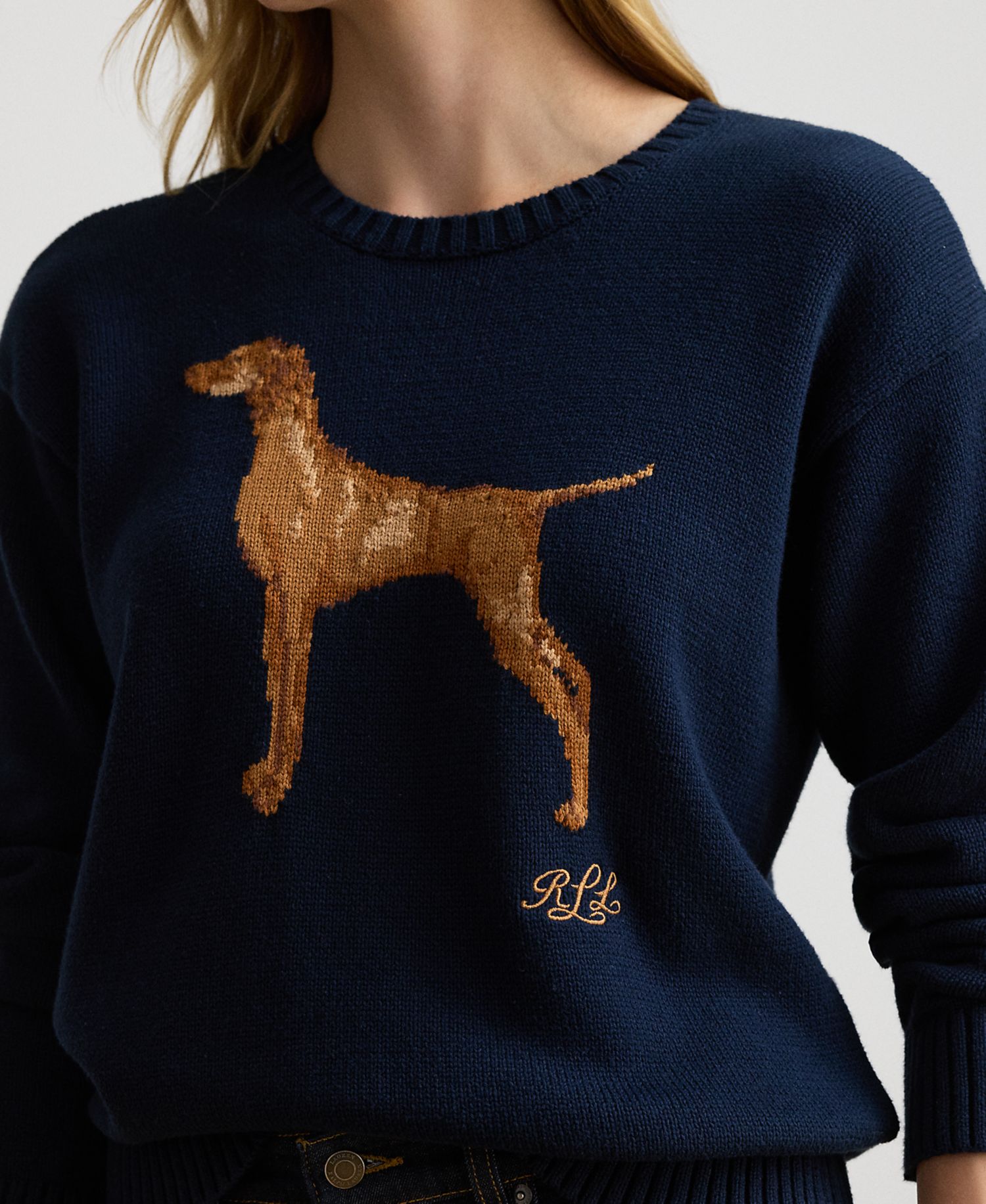 Petite Intarsia-Knit Crewneck Sweater