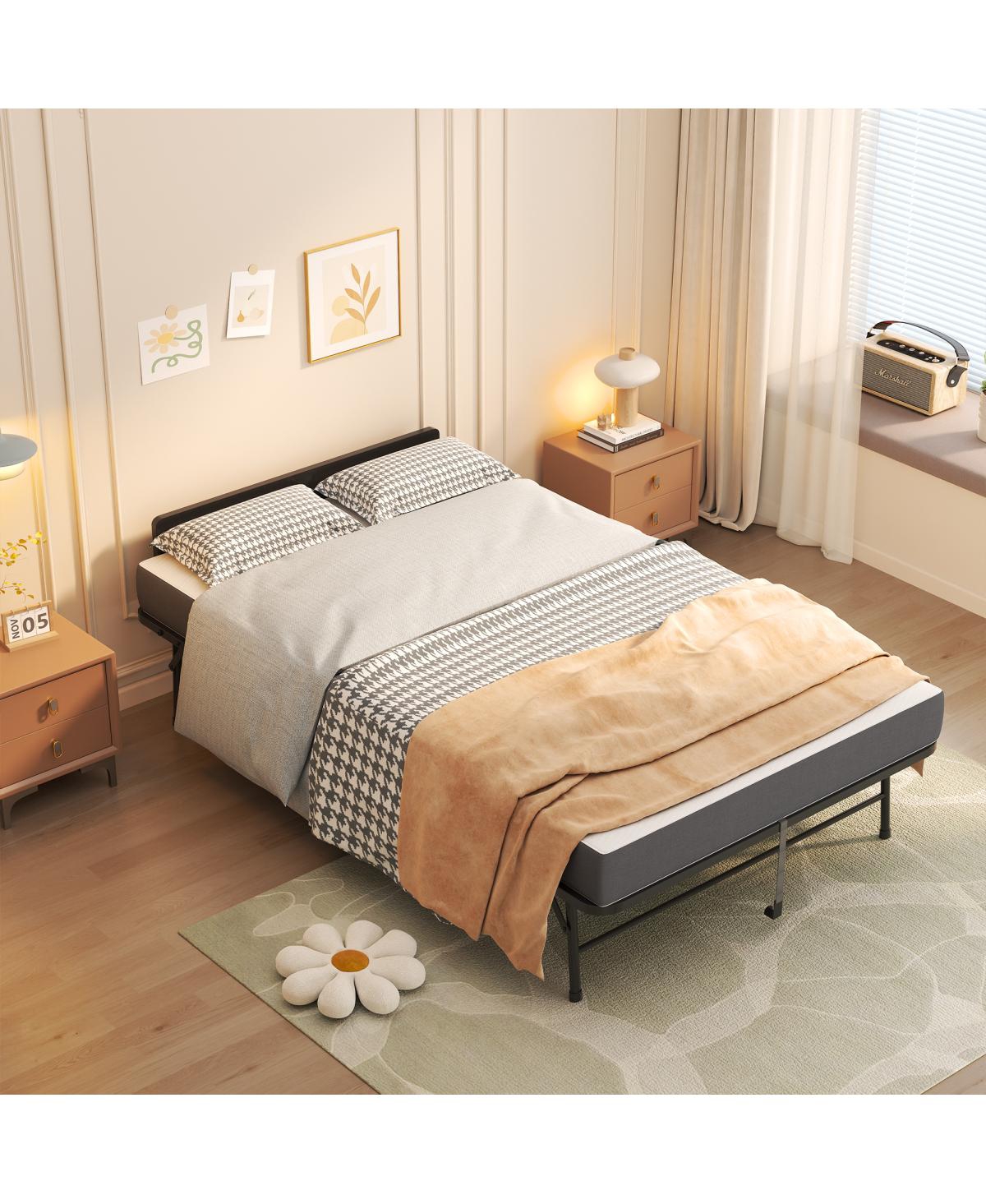 Streamdale Furniture 75"x46" Extra Long Folding Bed with 5" Memory Foam Mattress and Adjustable Head