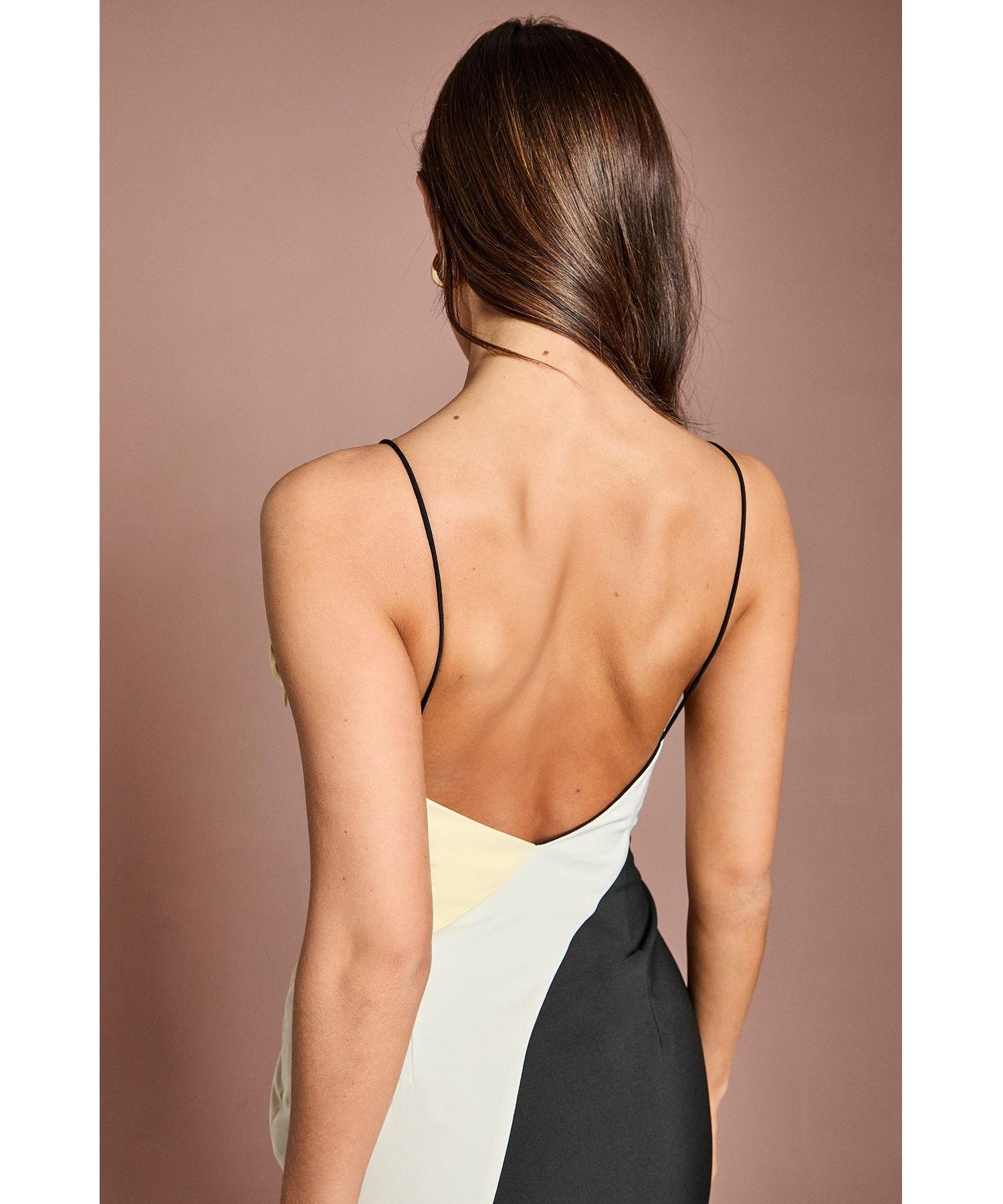 Women's Colorblock Maxi V-Neck Dress